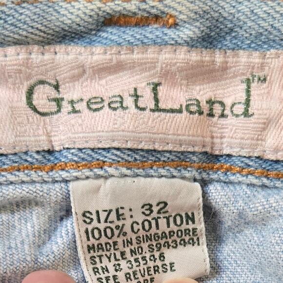 Vintage GreatLand Men's Light Blue Denim Shorts, Size 32 - Picture 3 of 5